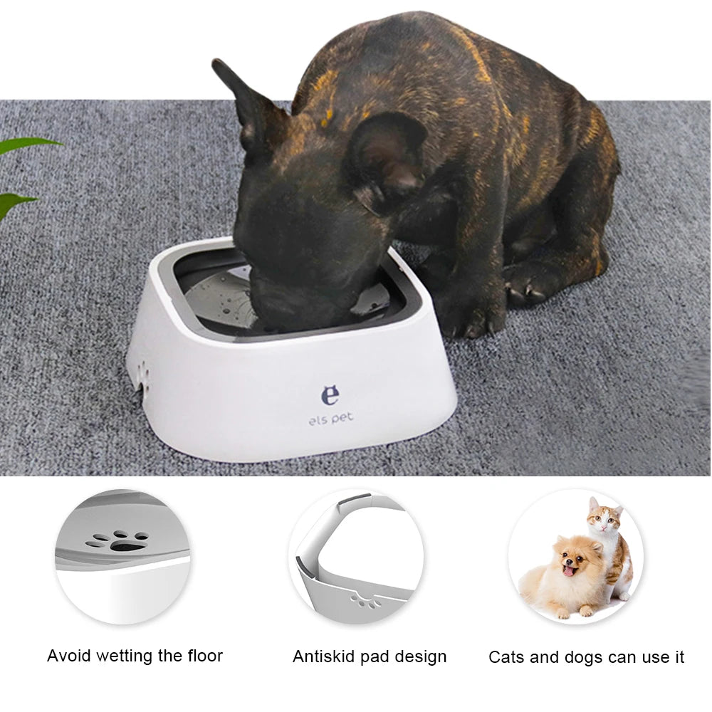 1.5L Dog ABS Plastic Drinking Water Floating Bowl Non-Wetting Mouth Ca