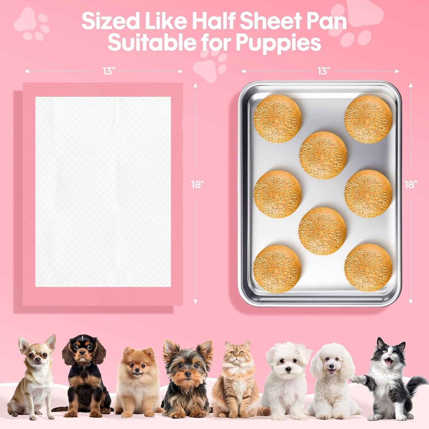 200 Puppy Pad Training Pads for Dogs Unscented Pink-Small-13X
