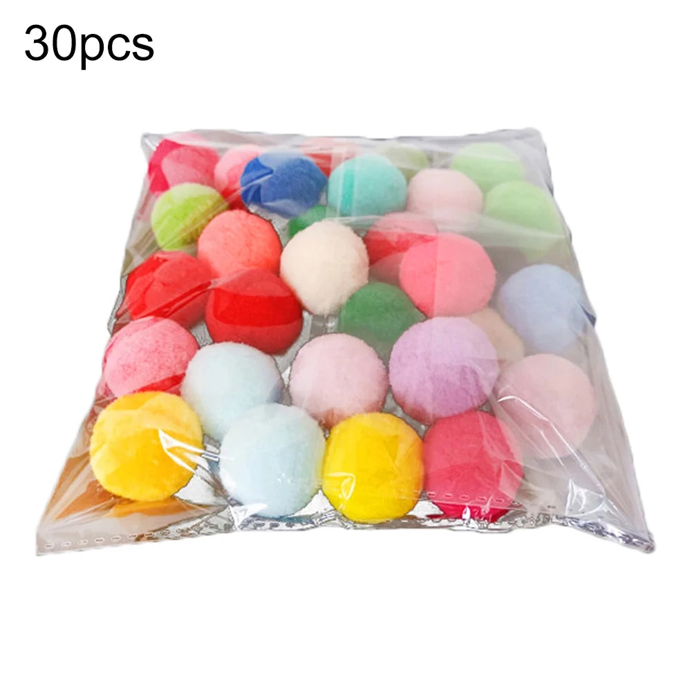 10/20/30Pcs Cat Toy Balls Soft Kitten Pompon Toys Indoor Cats Interactive Playing Quiet Ball Cats Favorite Toy Assorted 10 Colors